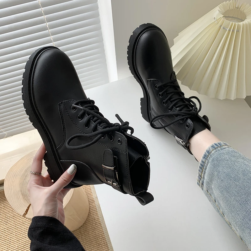 

Женские мотоциклетные ботинки, осень 2021, новые женские ботильоны на двойной молнии, мотоциклетные ботинки на платформе и толстом каблуке, м...