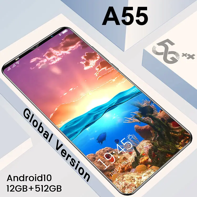 

Cheap Phone A55 Global 5G LTE Bands Face Unlock 5000MAH Long Standby Dual SIM 12+512GB 6.1Inch Full Screen 16+32MP Android 10