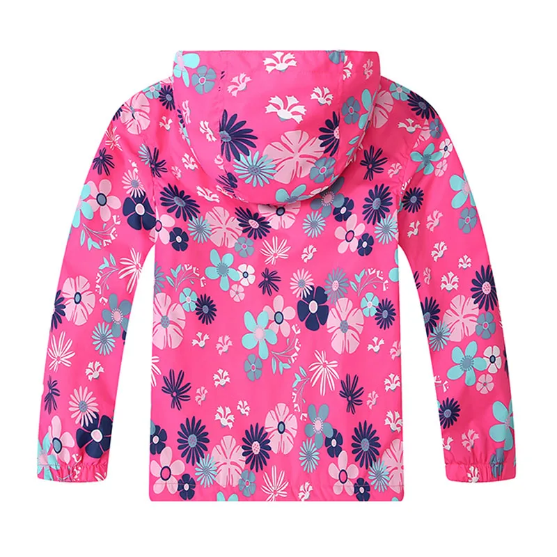 Куртка для девочек водонепроницаемая детская флисовая одежда с цветами зимнее