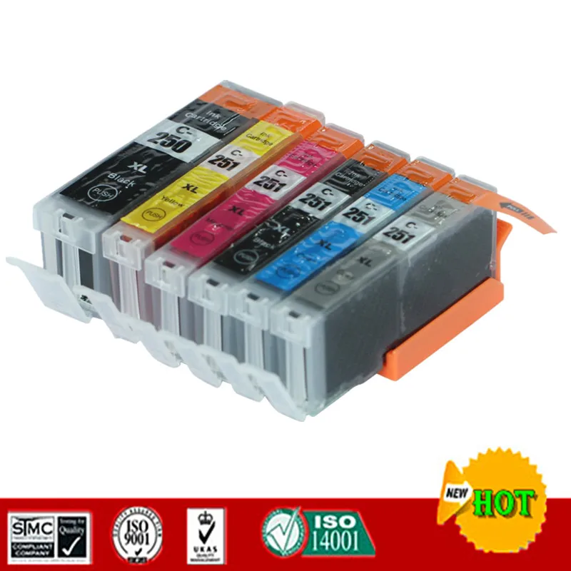 

6 Colors Compatible for PGI250 CLI251 ink cartridges suit for Canon PIXMA MG6320/MG7120/IP8720/MG7520 BK/white/Orange etc.