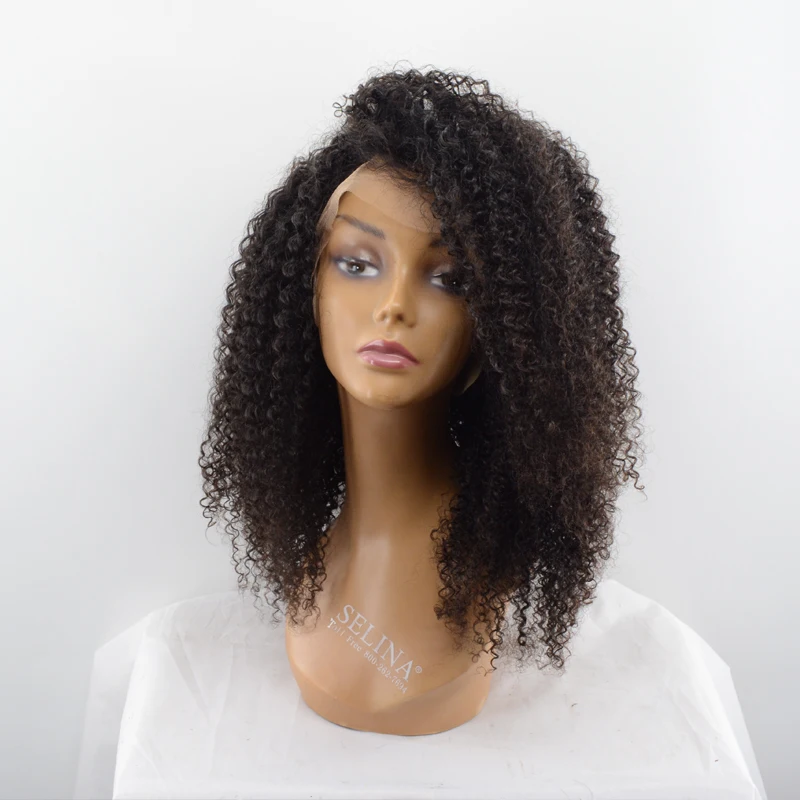 100% Real Human Hair short kinky Curly hair costume Lace Front full Wigs 12 inches Swiss Lace wigs for women with Side Bangs