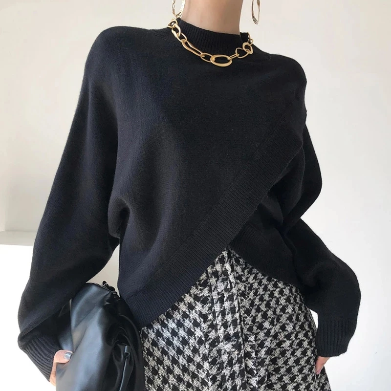 

Chic joker plover case skirts cross turtleneck