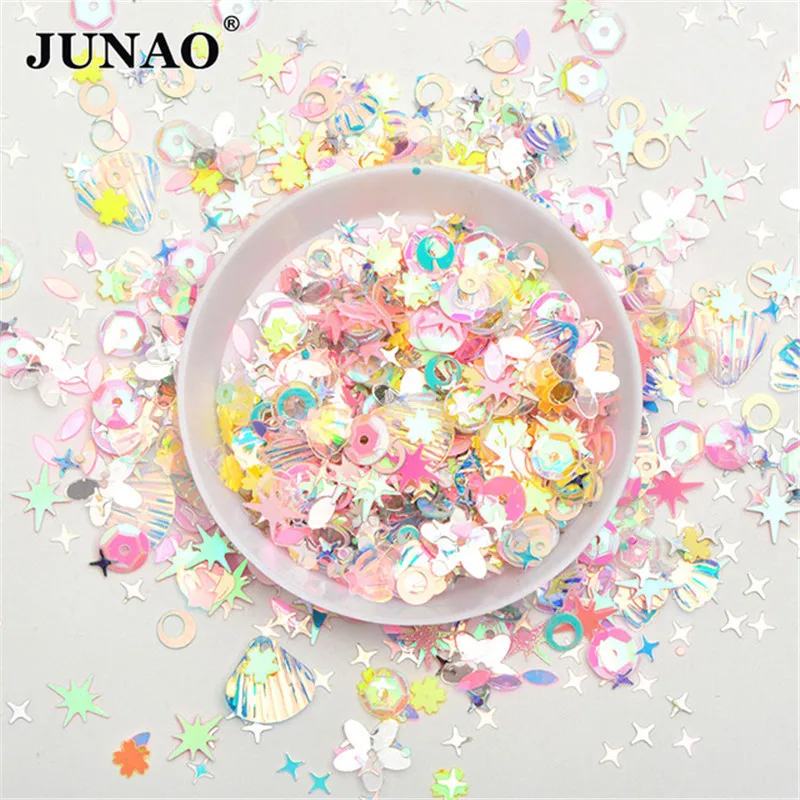 JUNAO 10 г 5*12 мм цветная Алмазная форма, Сыпучие блёстки блестки Пришивные блестящие стразы, аппликация для рукоделия одежды