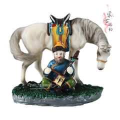 

Old people pull Horse Crafts Tourist Souvenirs Coloured Resin Handicraft Arrangements for the Elderly Lamatouqin