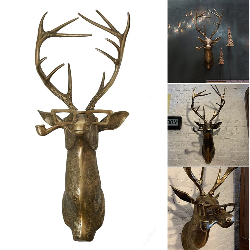 

2021 Frankie Stag Animal Resin Hanging Ornament Wall Art Front Door Decorative Pendant Housewarming Gift @LS