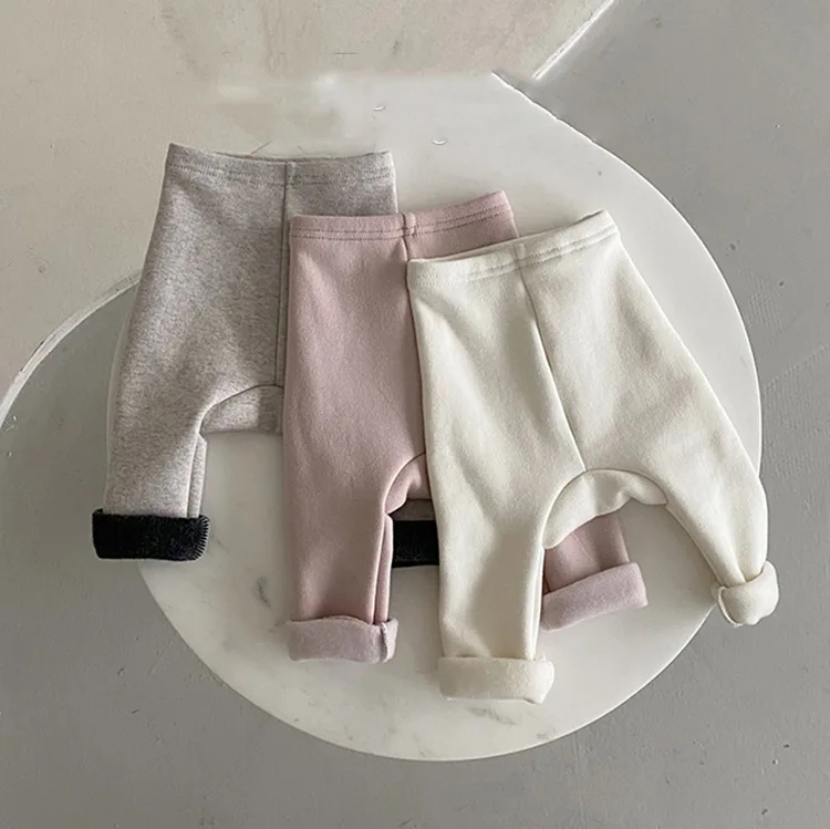 

Baby Infant Children's Winter Leggings Korean Style Baby Boys and Girls Down Cashmere Pants Toddler Large PP All-match Leggings