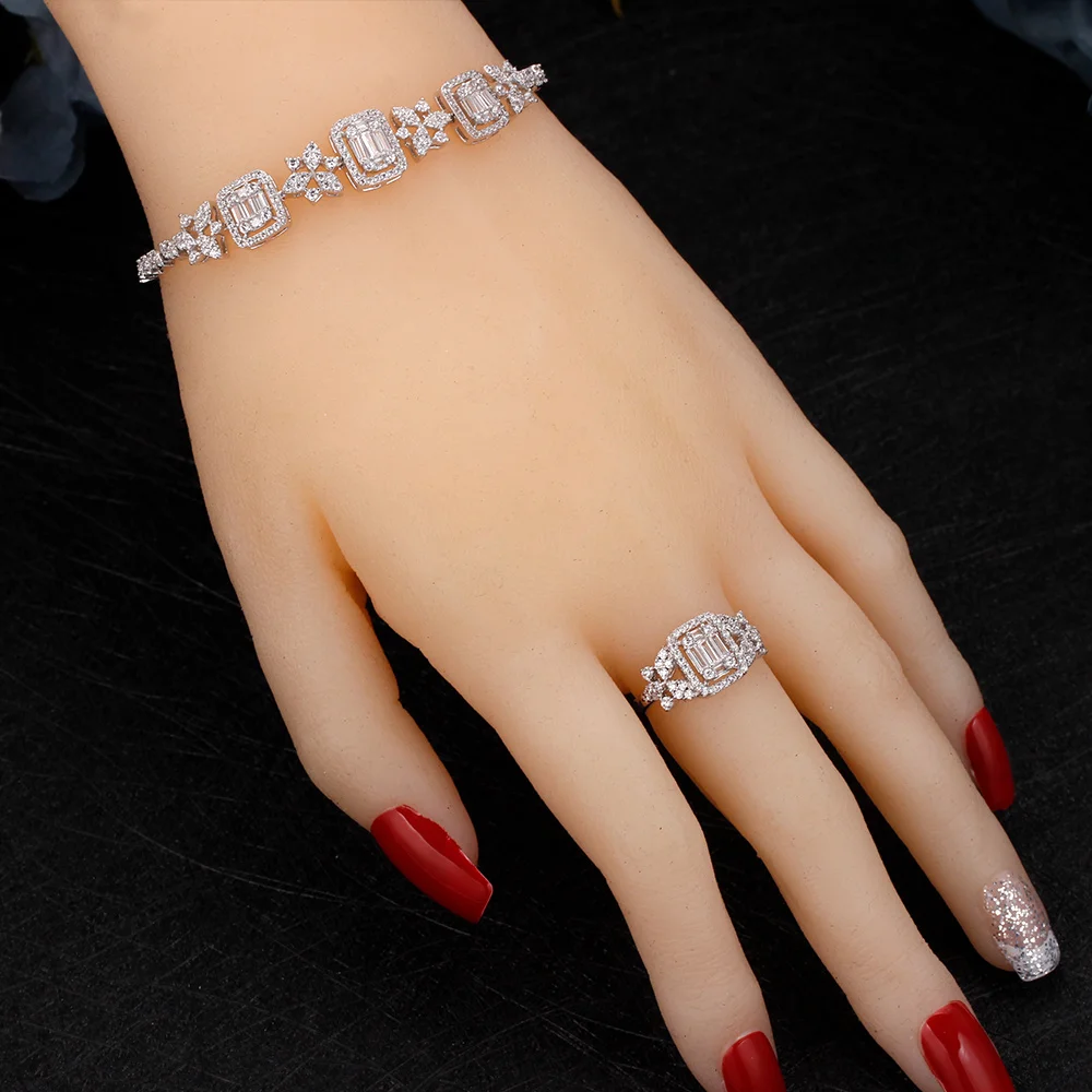 

Top Selling Popular 4 PCS Women Jewelry Set For Wedding Engagement Cubic Zirconia Nigerian Bridal Ring Necklace Jewellery Sets