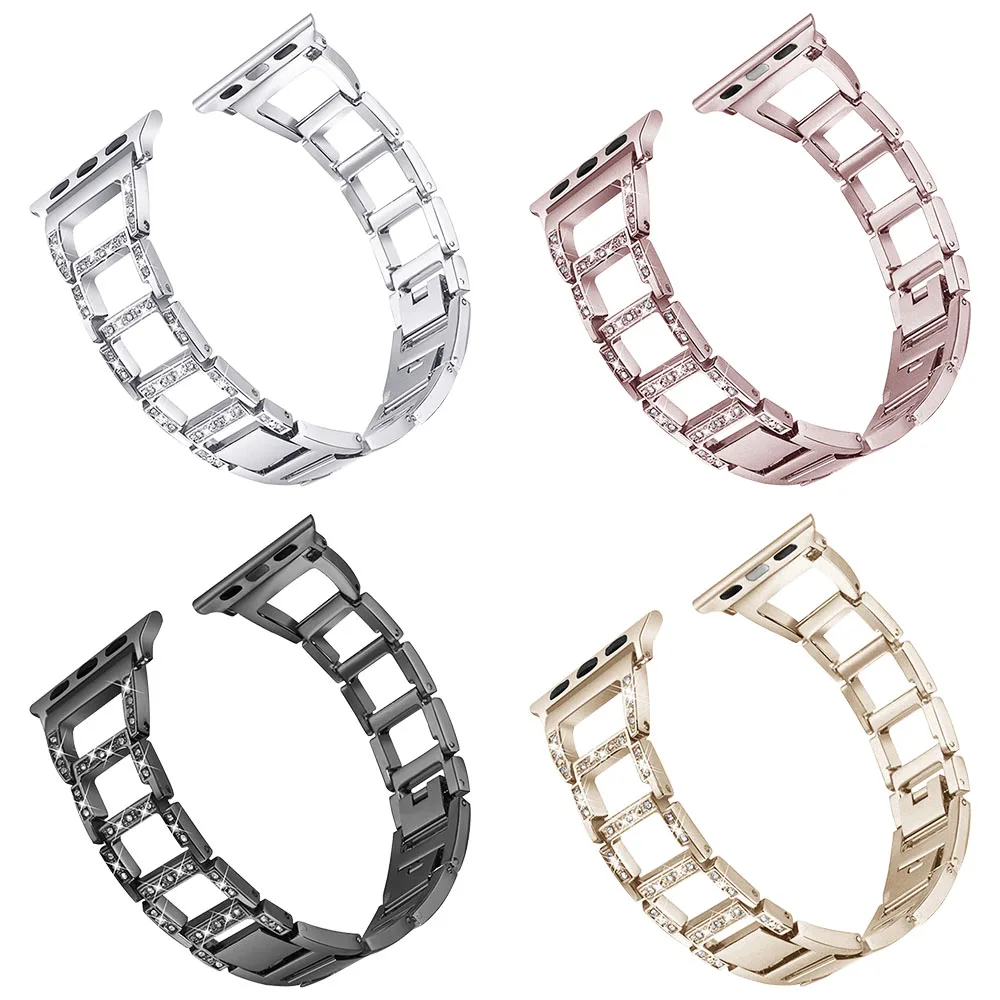 

Ladies Diamond Watchband for Apple Watch Bracelet Series 5 4 3 2 Band Women Fashion Strap Metal Link 40/44mm 38/42mm Accessories