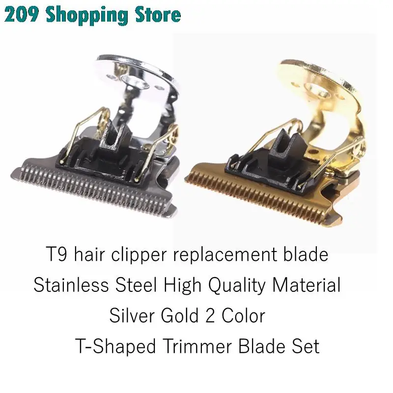 

Профессиональная T-образная машинка для стрижки волос с подставкой, триммер с лезвиями T9, машинка для стрижки, запасная часть, золотистый/се...
