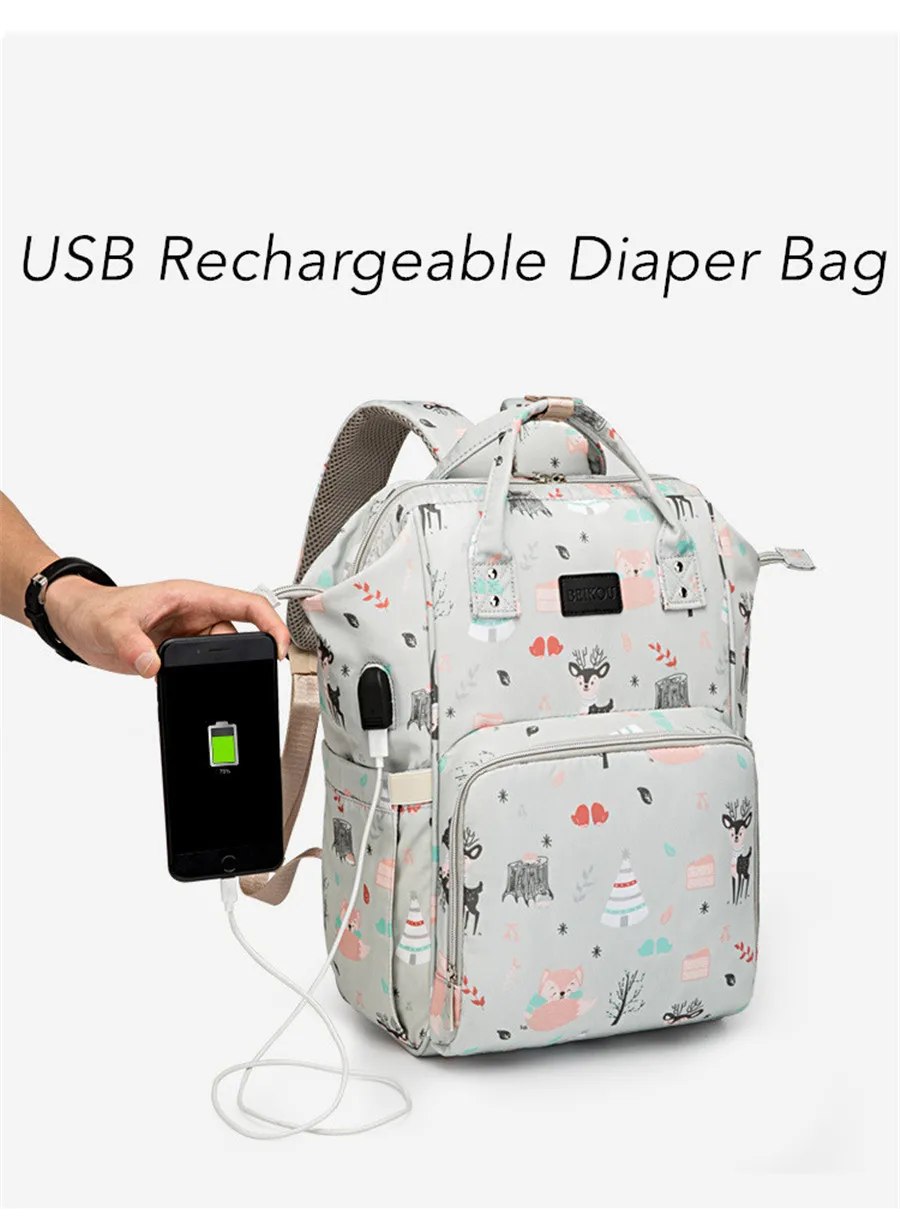 USB сумка для подгузников, рюкзак для мамы, дорожная Водонепроницаемая Большая вместительная сумка для коляски, сумка для беременных, сумка для пеленания, Детская сумка