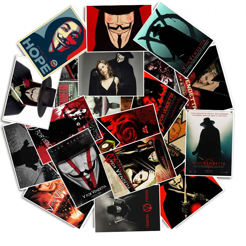 25 шт./упак. V for Vendetta» наклейки для автомобиля мобильного телефона Moto ноутбук Чемодан велосипед скейтборд наклейка