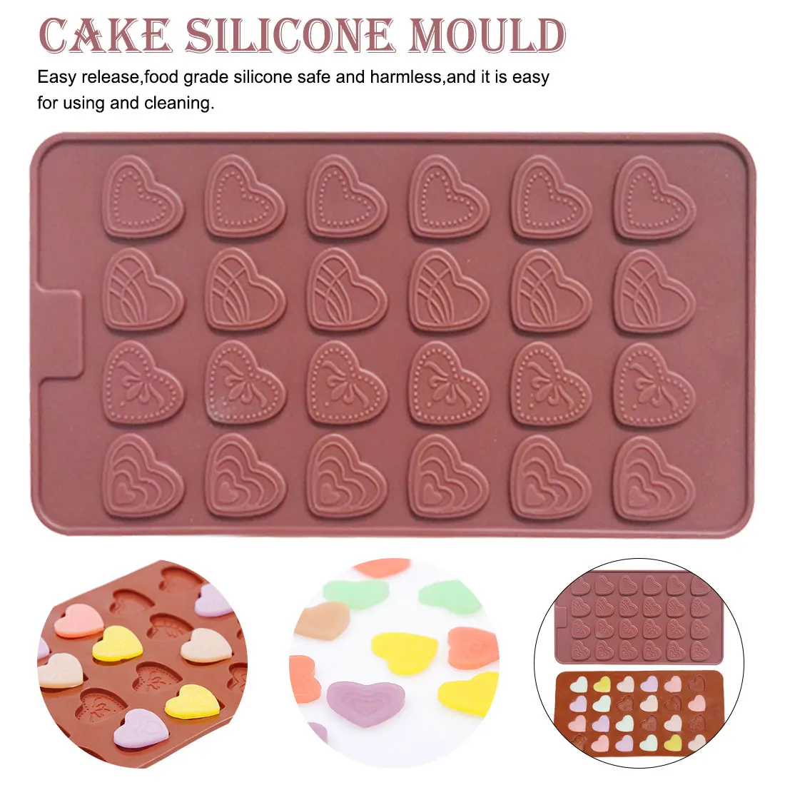 

Silicone Molds for diy Love heart shape Candy Chocolate Soap Moulds Fondant Cake Decorating Tools Kitchen Bakeware