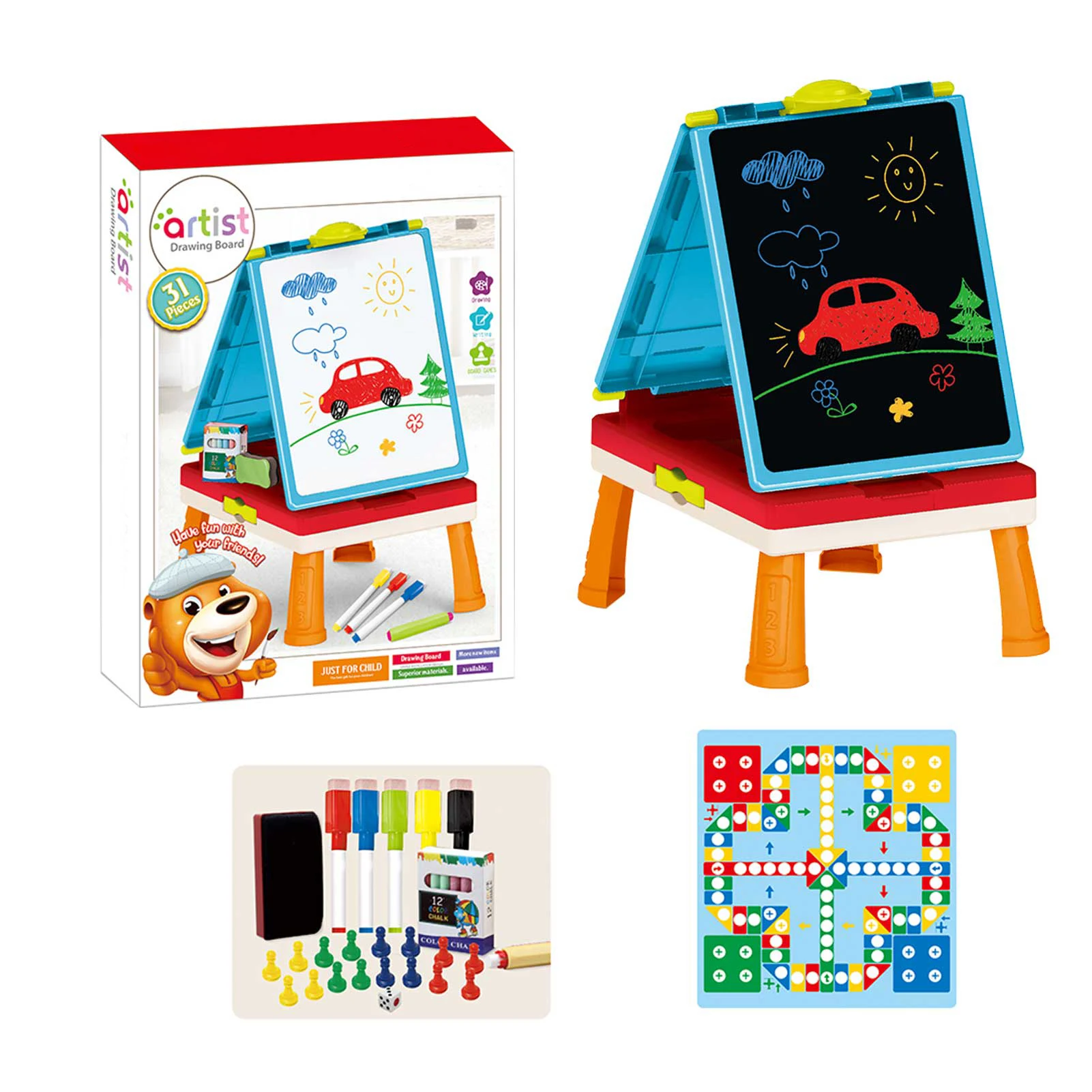 

Children's Double-sided Drawing Board Folding Painting Board Magnetic Drawing Board Desk Toys For Girls Boys Sketch Pads