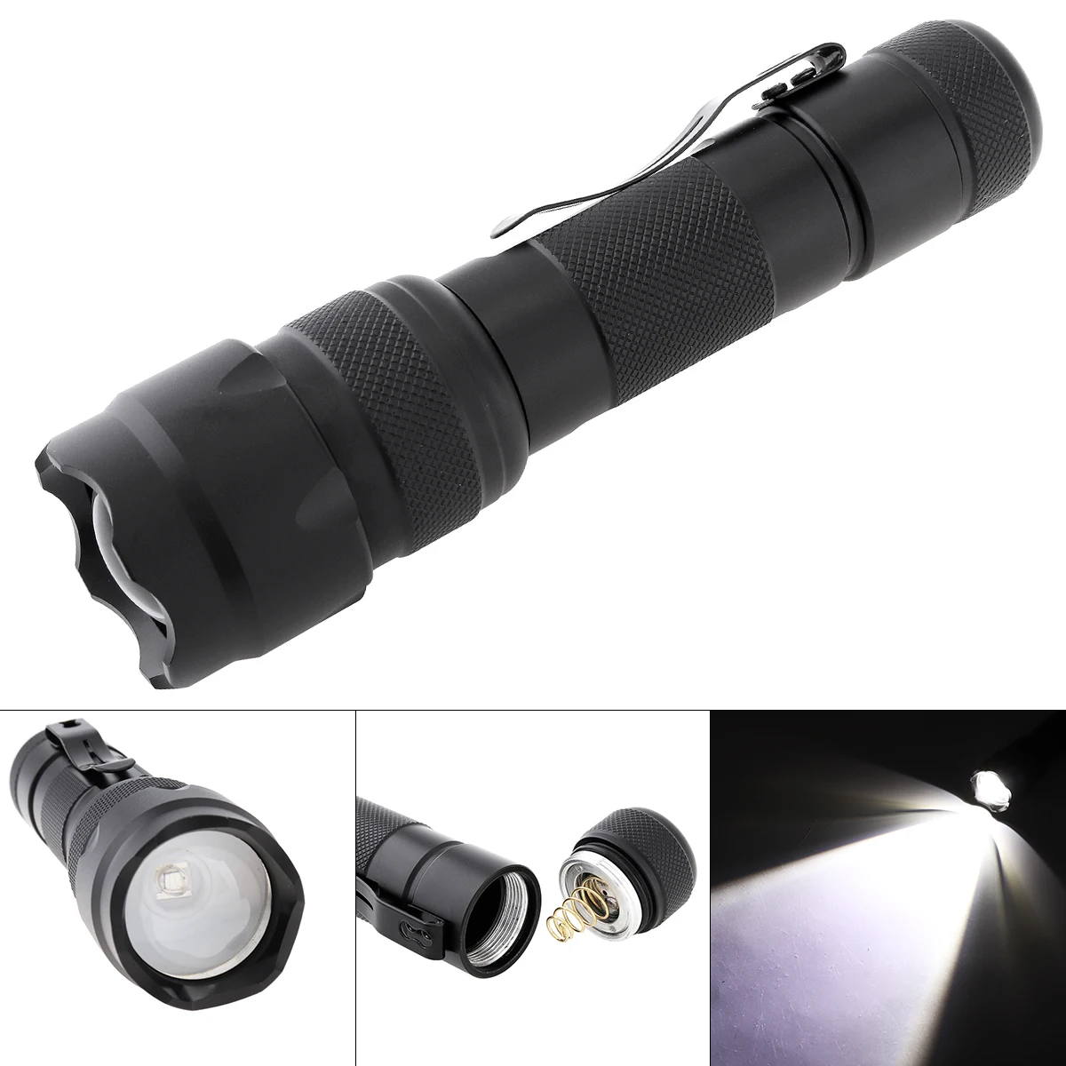 

502B 18650 Mini White Light XML T6 LED 1200 Lumens Handheld Waterproof and Shockproof Zoom Flashlight for Fishing