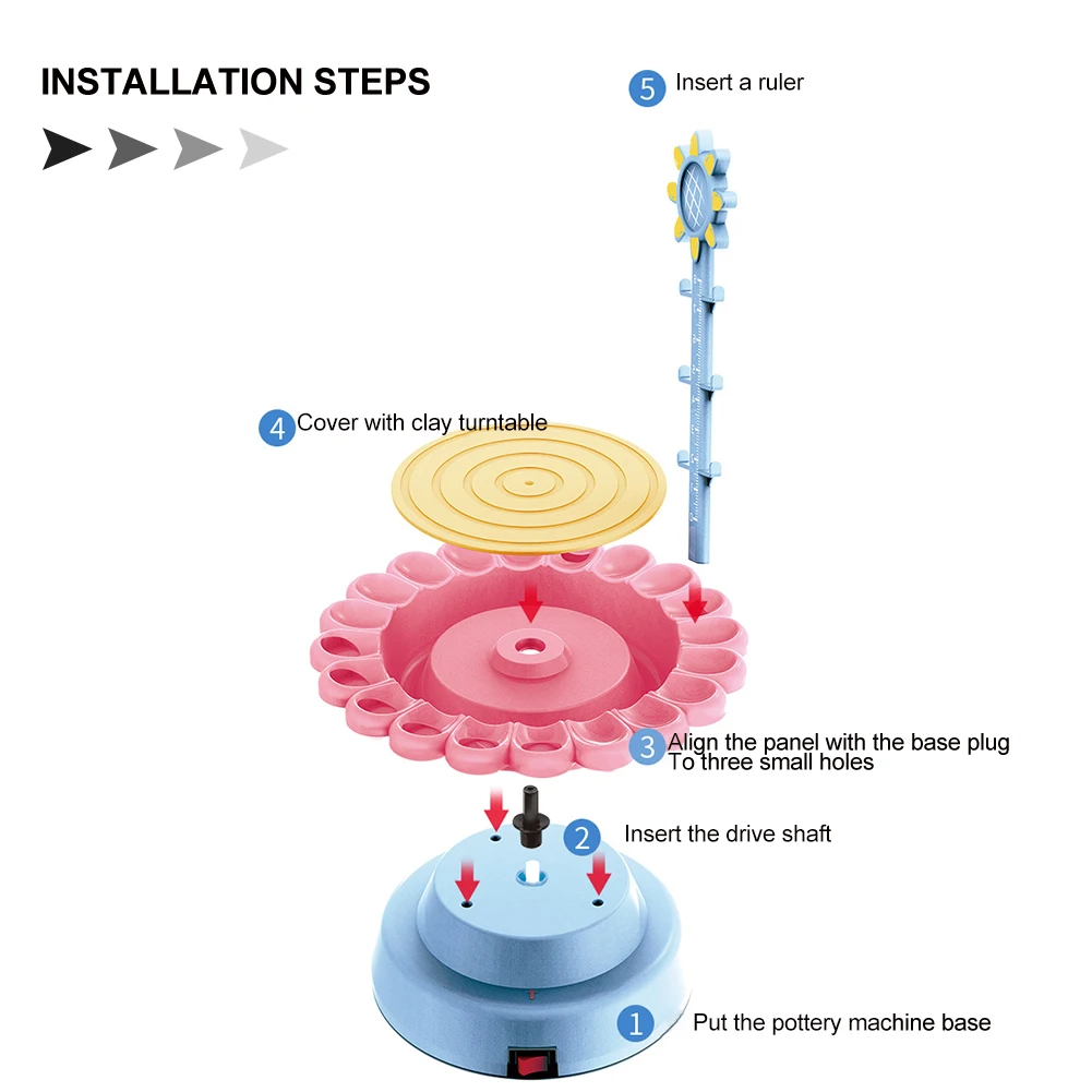 

Sunflower Shaped Boys Girls Hand Eye Coordination Ceramic Machine For Beginners With Clay Electric Pottery Wheel Kit DIY