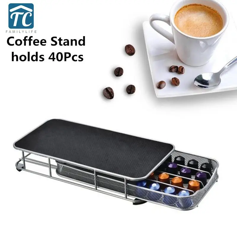 

40 чашек из нержавеющей стали, держатель для кофейных зерен, стойка для хранения, полки для кофейных капсул, организация