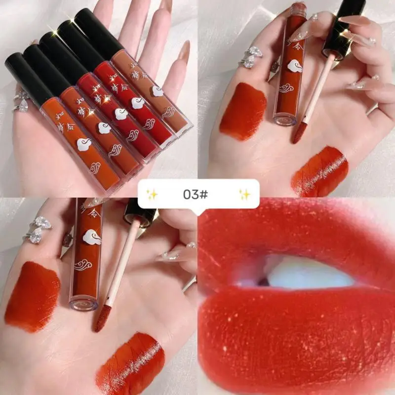 

Chinese Style Lip Glaze Set Matte Mist Red Lip Gloss Waterproof Velvet Lips Makeup Cigarette Case Cosmetic TSLM1