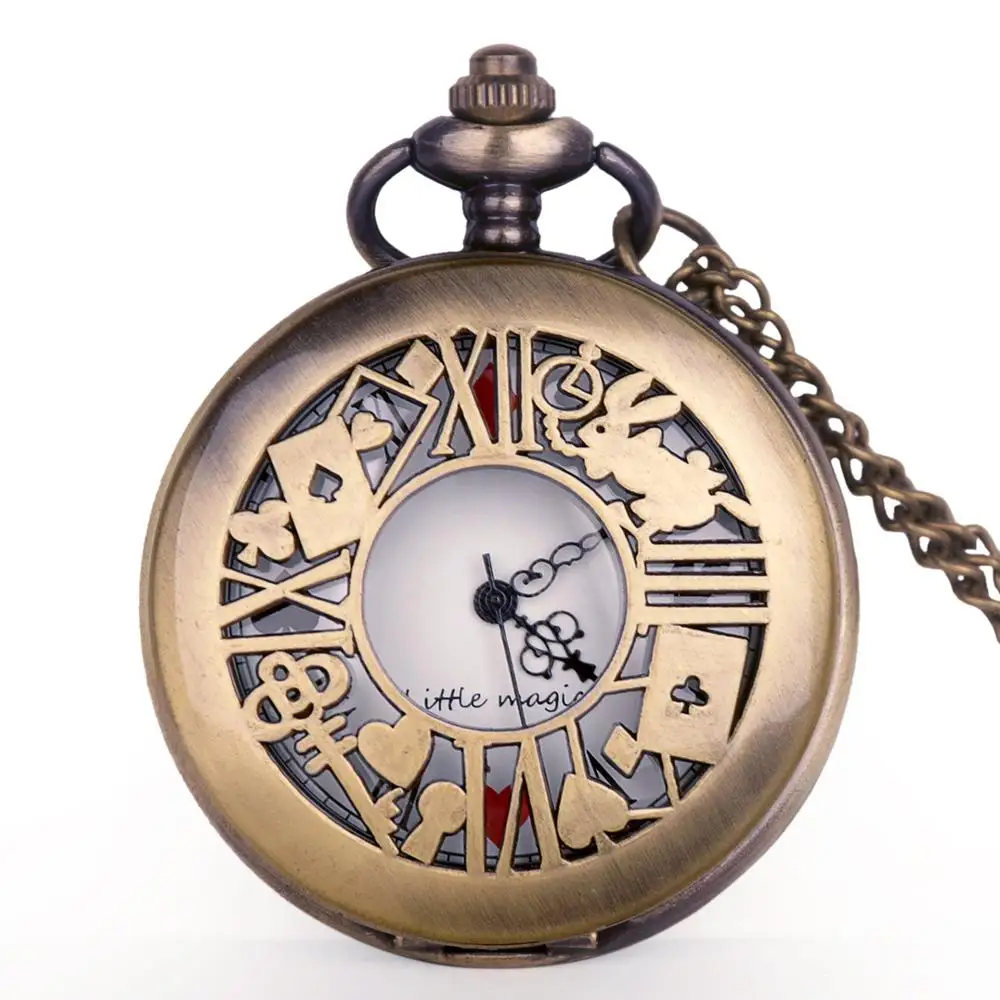 Новые бронзовые кварцевые карманные часы в стиле ретро с тематикой Алисы, карманные часы на цепочке с подвеской, карманные часы, подарок для... от AliExpress RU&CIS NEW