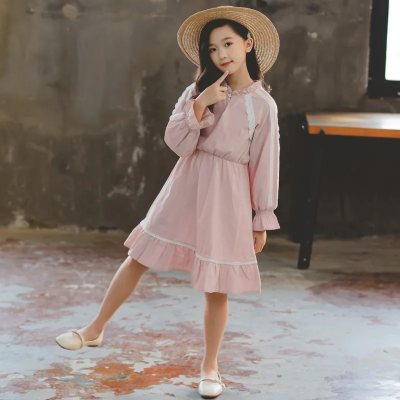 Осеннее хлопковое платье для девочек праздничные платья принцессы с длинным