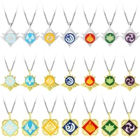 game genshin impact element necklace eye of god 7 element weapons chain fashion pendant necklaces accessories cosplay toys gift