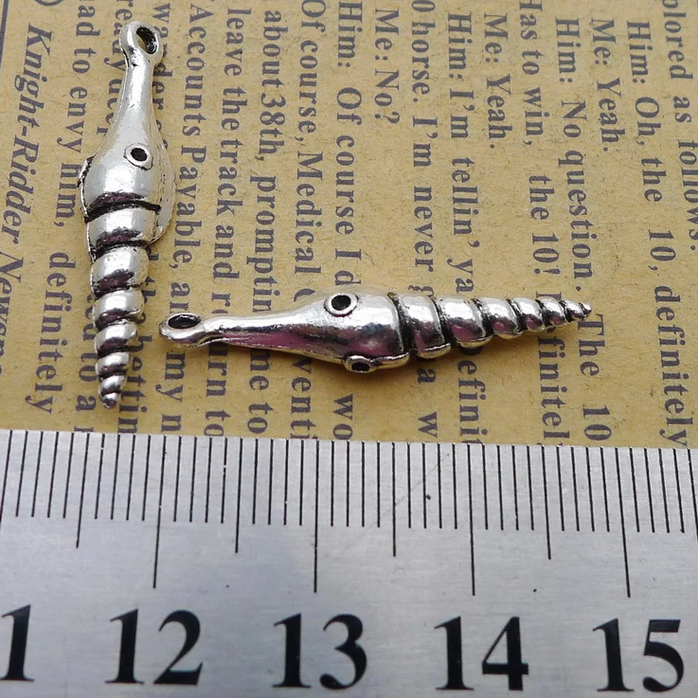 

100pcs Conch Charms 7mm x 30mm DIY Jewelry Making Pendant antique silver color