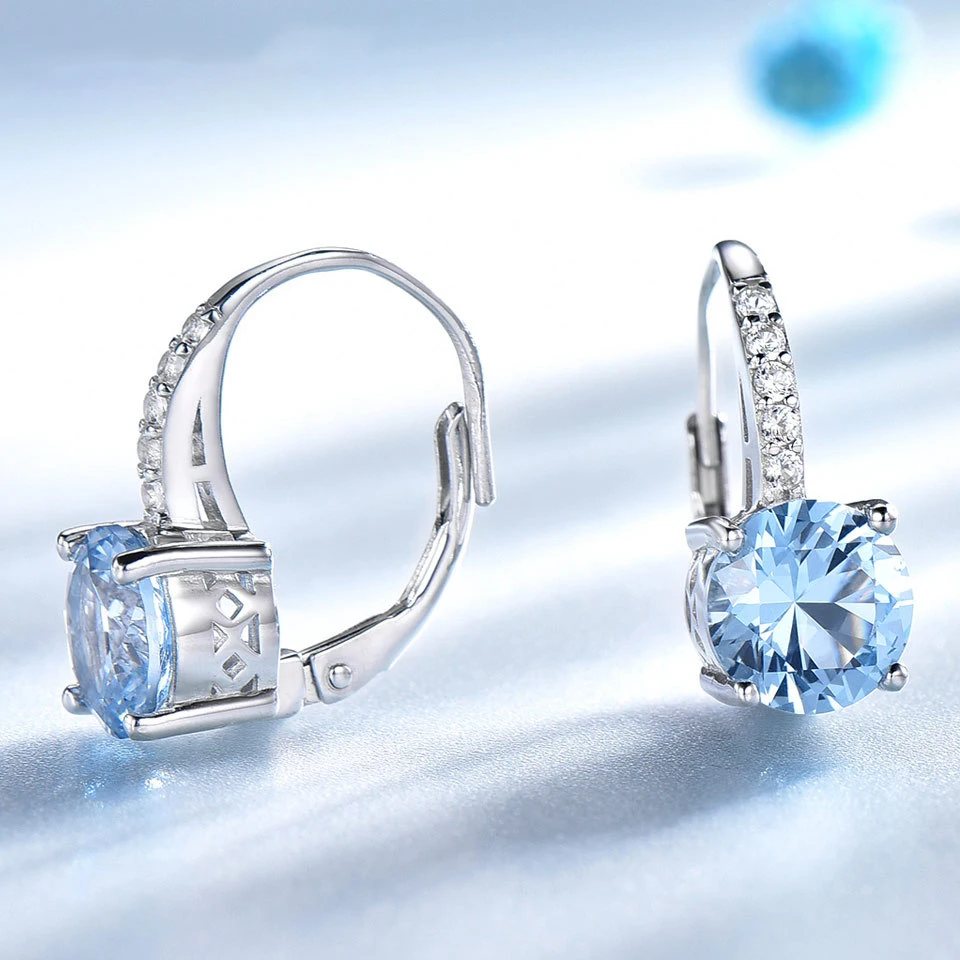 

Женские серьги из серебра 925 пробы, с цирконом, с голубым топазом