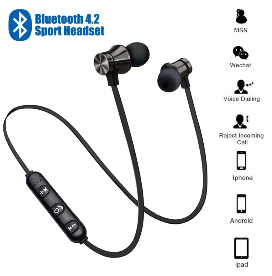 Магнитные наушники Xt11 Bluetooth-гарнитура Новая Беспроводная стереогарнитура 4 2 для