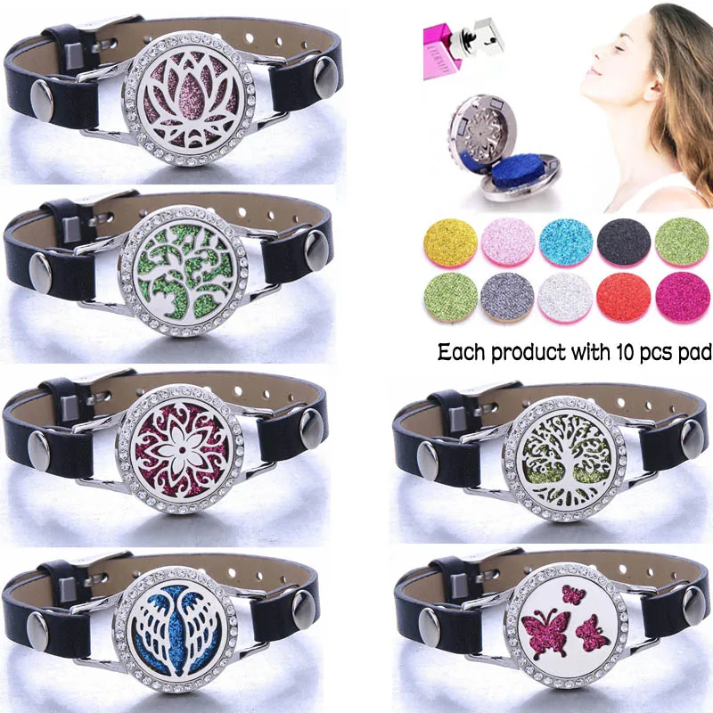 Новый женский черный кожаный браслет из нержавеющей стали с распылителем