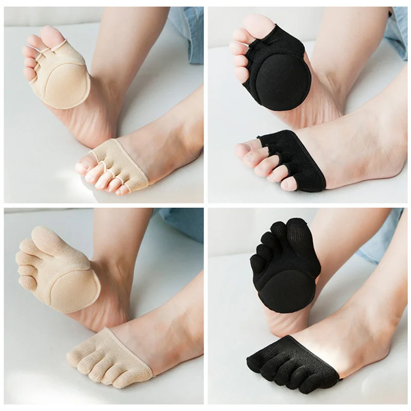 

2 Pairs Five Finger Toe Foot Care Socks Summer Invisible Padded Half Foot Socks XIN-Shipping
