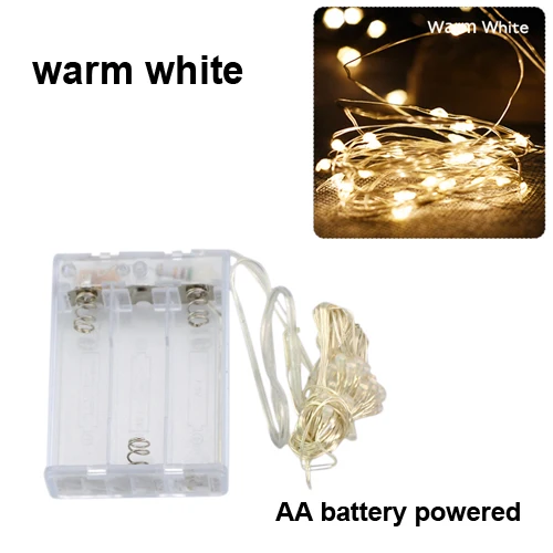 warm white 10 м, 5 м, 3 м, 2 м, Рождественский светильник, s гирлянда, светодиодный светильник, медный провод, сказочный светильник s для праздника, свадьбы, вечеринки, 3xAA, питание от батареи - Испускаемый цвет: warm white