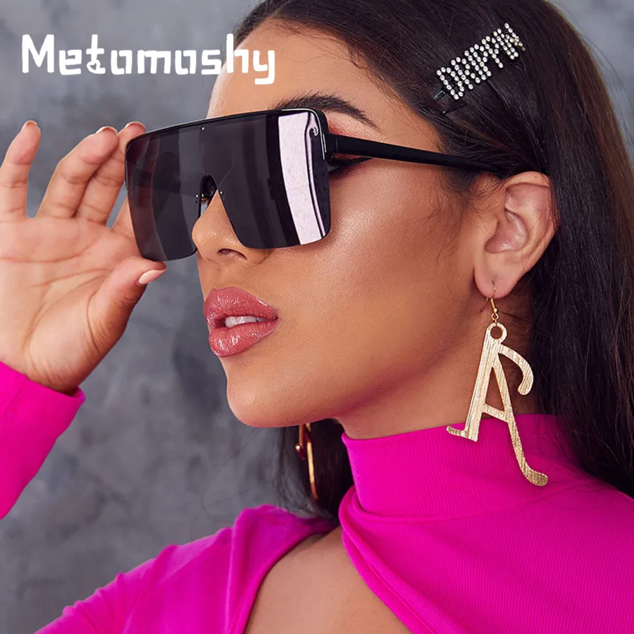 

2020 Oversized Sunglasses Women Brand Designer One Piece Vintage Shades for Women Square Sun Glasses Female UV400 Eyewear Ladie