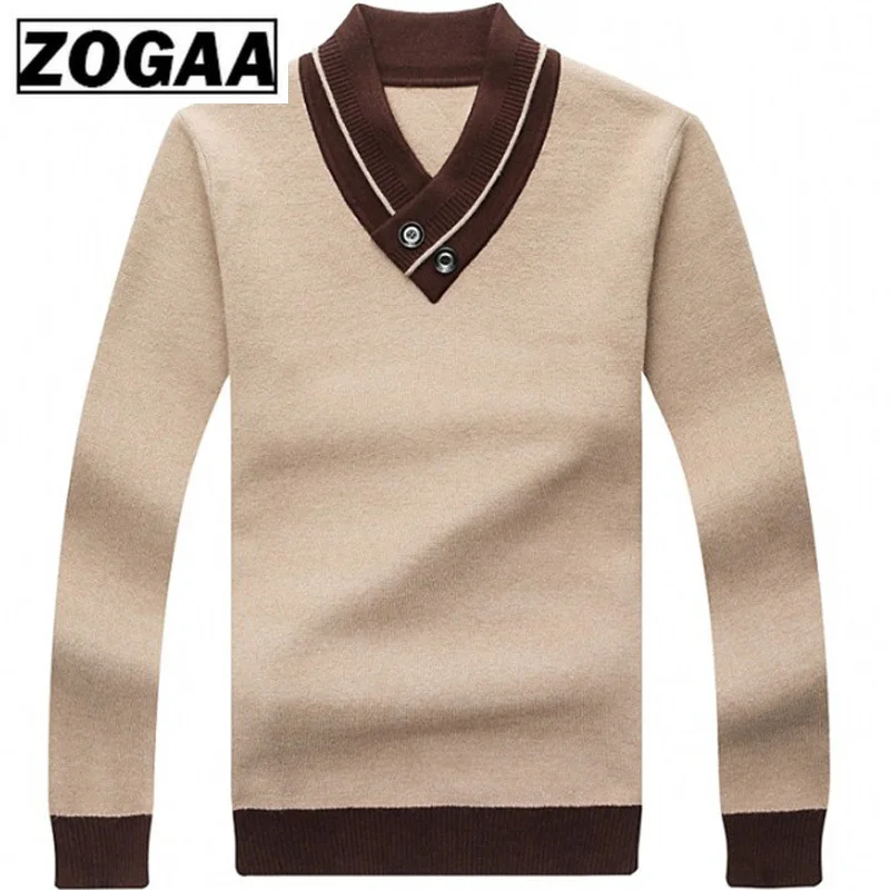 Мужской свитер ZOGAA повседневный деловой трикотажный с треугольным вырезом 2019 |