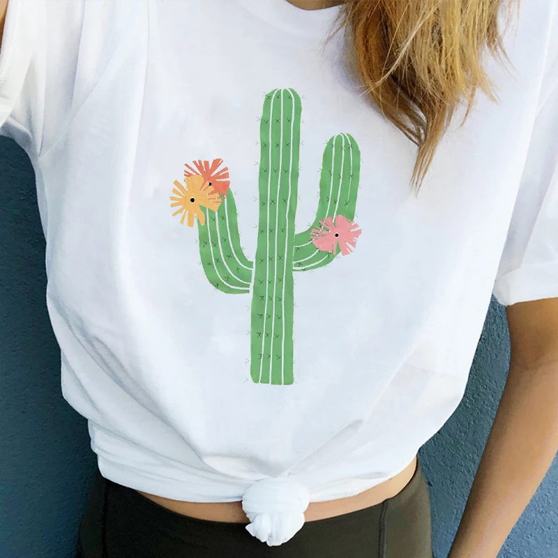 Женская одежда с цветочным принтом милая летняя футболка изображением растений