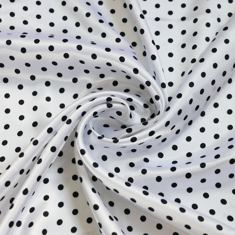 Per Meter, niedliches Polka-Dots-Material, Satin, Charmeuse, weicher Mantel, Futter, Schal, DIY-Stoff – Detail 4
