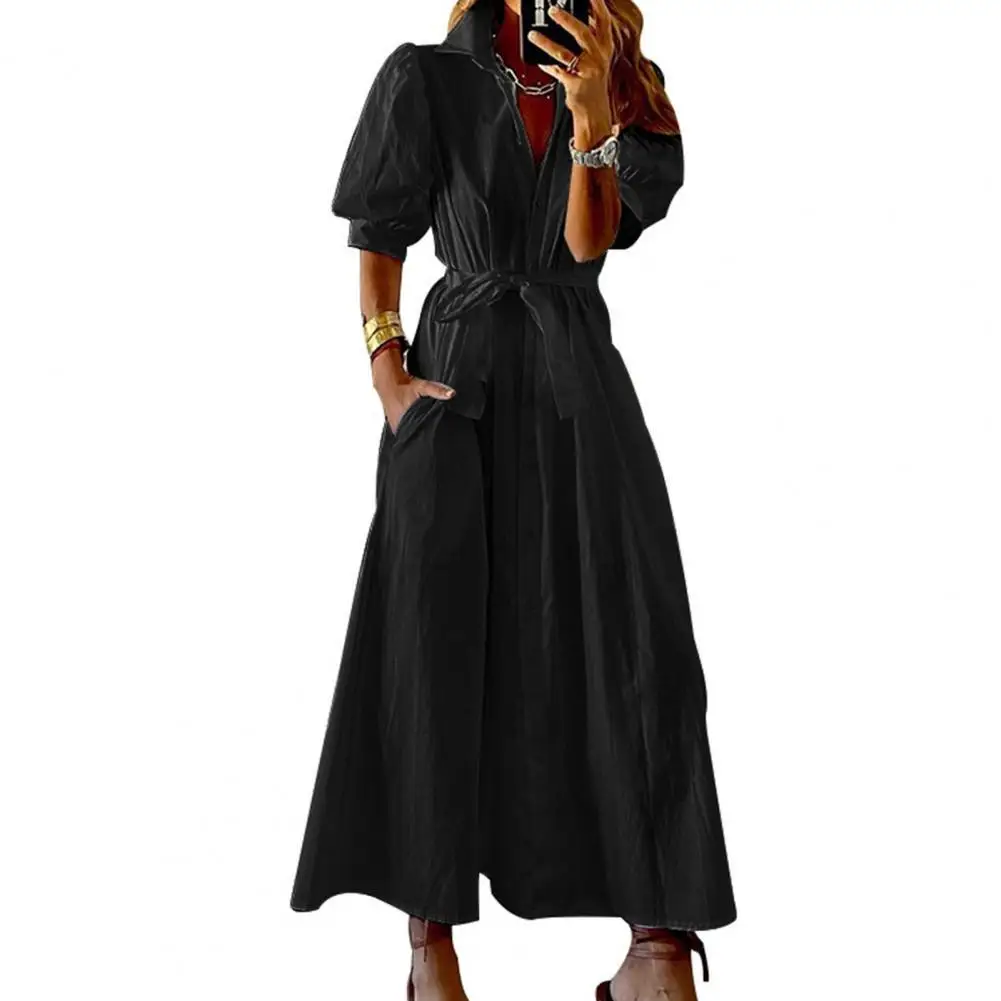 

Женская рубашка модное платье с v-образной горловиной и бантом на поясе, женский сарафан с короткими рукавами кнопки закрытия женская рубаш...