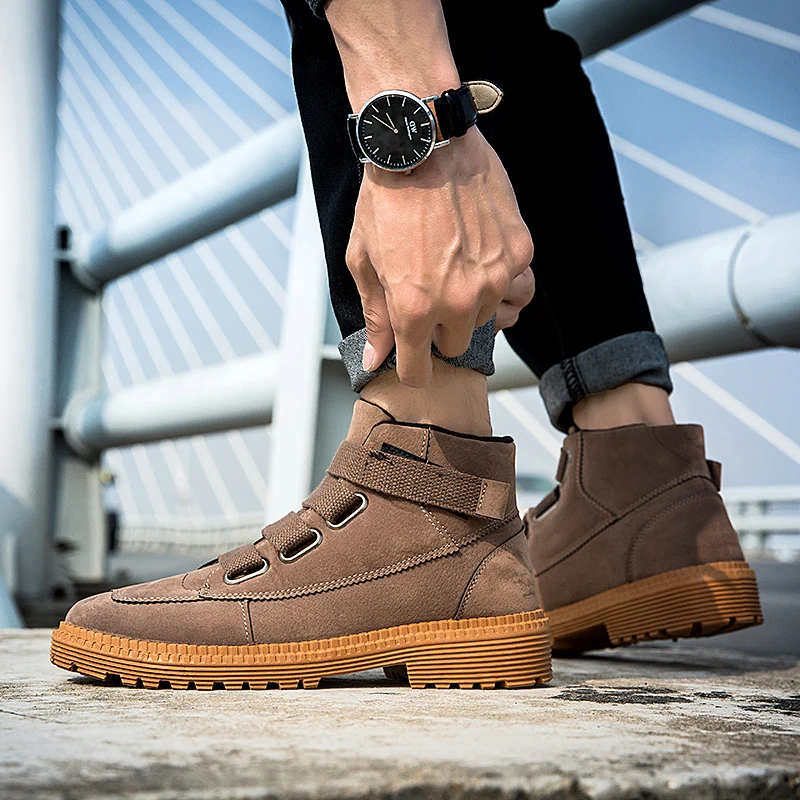 Брендовые мужские мотоциклетные ботинки Мартинс повседневные кожаные высокие