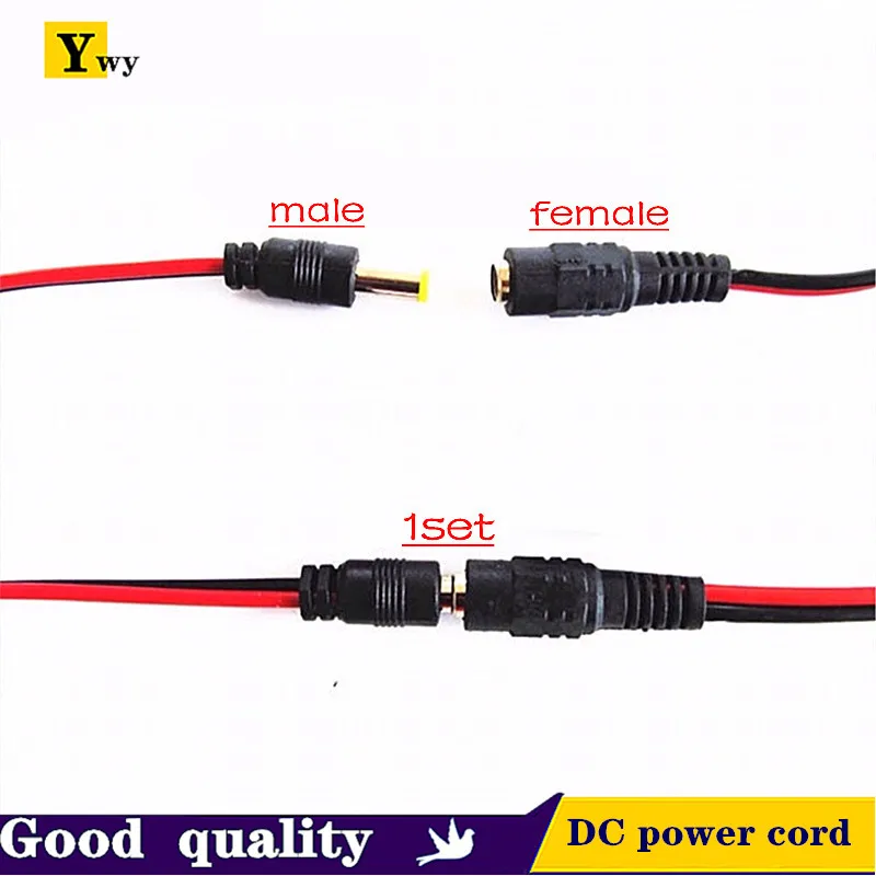 

5 шт./лот шнур питания постоянного тока, штекер и гнездо, шнур питания для камеры наблюдения, разъем питания, красная и черная линия, 12 В