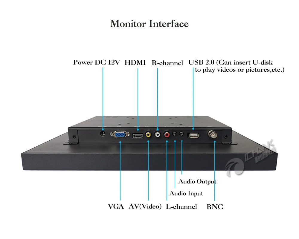 B150TN-ABHUV/1" 1024x768 HDMI VGA металлический стальной монитор в корпусе ЖК-экран/15" дюймовый BNC пульт дистанционного управления безопасности ПК монитор