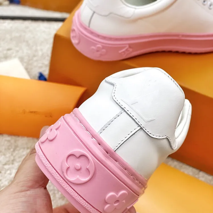 

Donkey brand high-end girl's heart layer silk cowhide big letter printing logo new color platform casual white shoes fashion