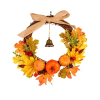 artificial wreath for thanksgiving day front door maple leaf pumpkin wreath for harvest festival yard garlands