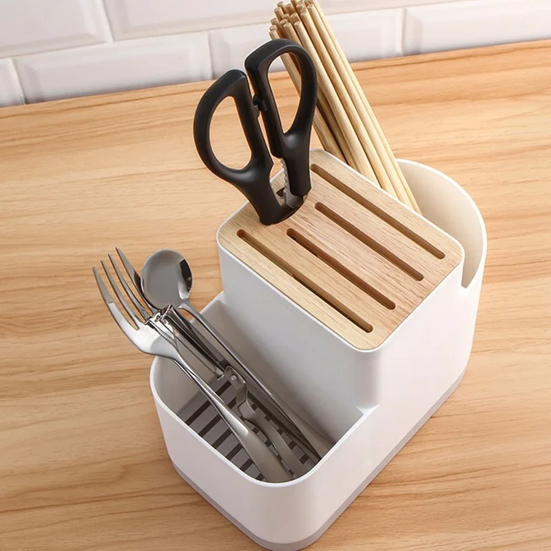 kitchen storage box utensil holder knife block abs flatware drainer storage box spoon fork chopsticks kitchen organizer rack free global shipping