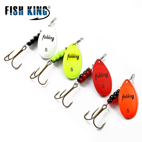 Рыболовная блесна FISH KING, вращающаяся блесна 3,9 г, 4,6 г, 7,4 г, 10,8 г, 15 г, блесна в виде ложки, металлическая блесна с тройными крючками, блесна вертушка,блесна,вертушки для рыбалки,поппер,блесна вращающаяся — пример использования