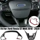 Аксессуары для Ford Fiesta MK8, 2017, 2018, 2019, ABS, углеродное волокно, ST, отделка рулевого колеса, кнопка управления, рамка, крышка
