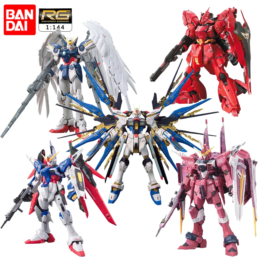 Bandai RG 1/144 Gundam SAZABI UNICORN Zeong adalet kanat Astray kırmızı çerçeve Strike özgürlük EXIA adalet dürtü montaj oyuncaklar 14CM