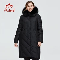 astrid 2021 new winter womens coat women long warm parka jacket with fox fur hooded large sizes bio down female clothing 9172