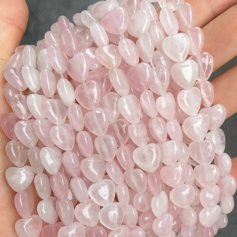 

Natural Pink Crystal Quartz Stone Beads Heart Shape Loose Beads For DIY Bracelet Necklace Making 10x10 14x14mm Strand 16''