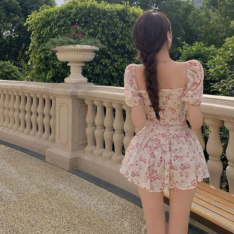 

Summer 2021 Korean Fashion Print Kawaii For Women Dress Sexy Sweet Cute Sundress Floral Evening Elegant Beach Party Mini Dresses