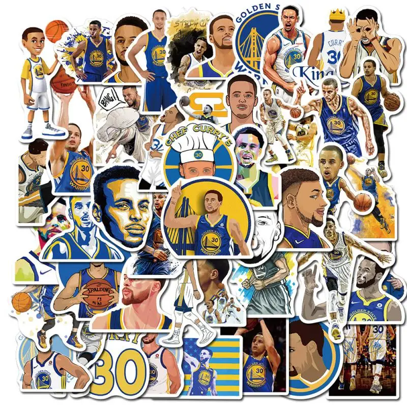 

50 pcs NBA Curry laptop stickers PVC waterproof Refrigerator Cartoon personality sticker Skateboard computer Water cup stickers