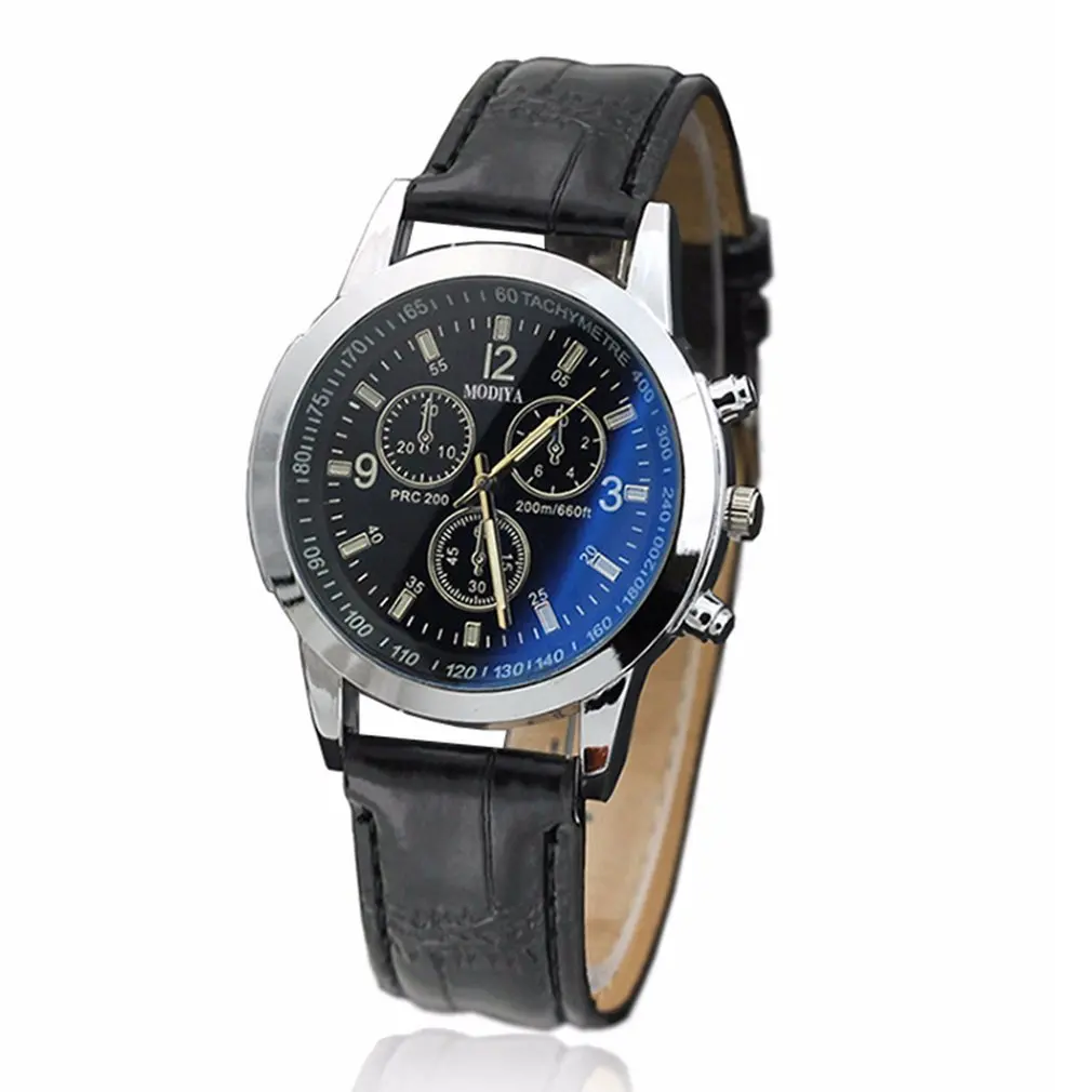 Мужские часы с минималистичным циферблатом элегантные кварцевые кожаным