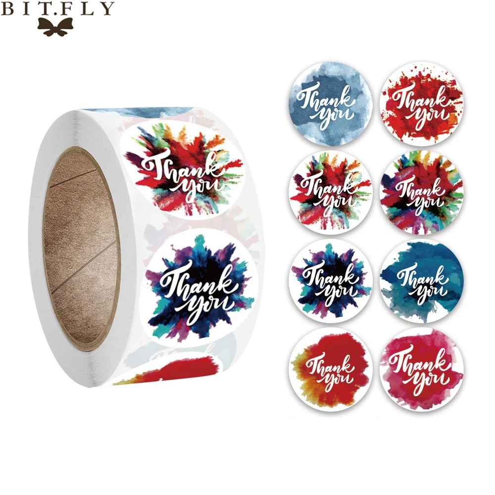 

8 Styles Colorful Label Stickers Thank You Stickers 1'' 500pcs Taste Business Order Home Hand Made Labels Wedding Envelope Seals